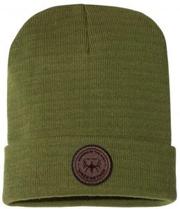Circle Leather Patch Beanie